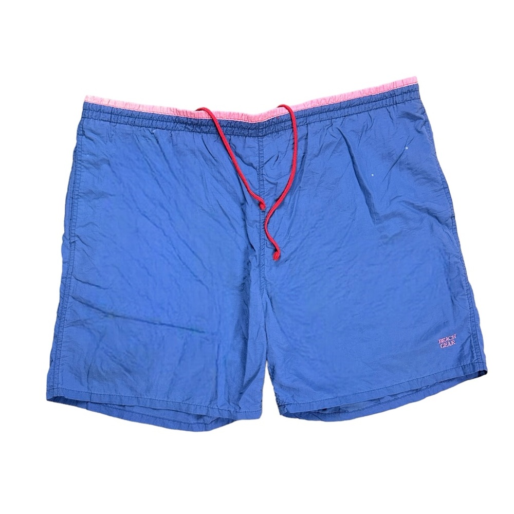 Vintage 90s Beach Gear Blue Pink Windbreaker Shorts Size XL